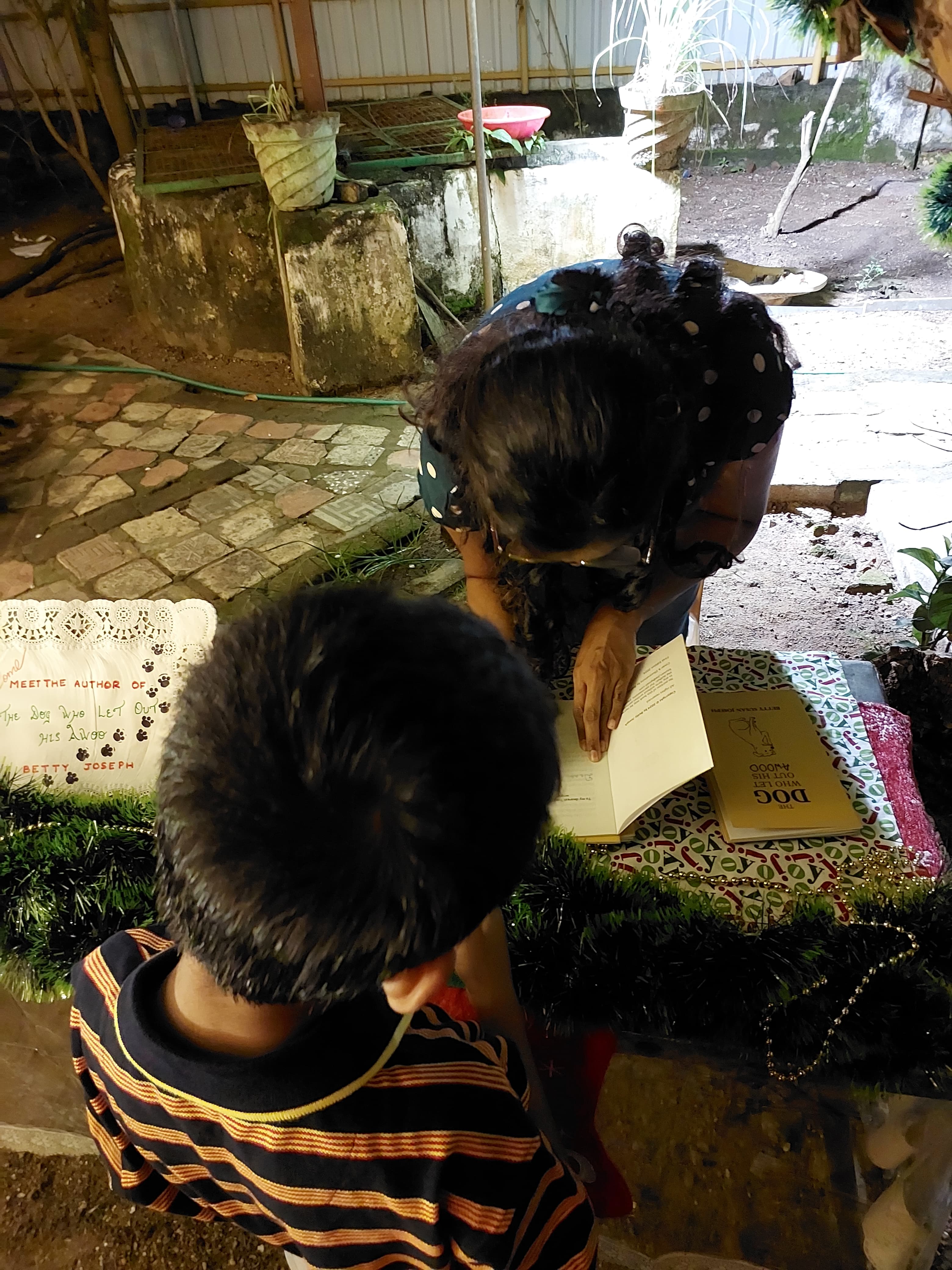 Signing at a book launch